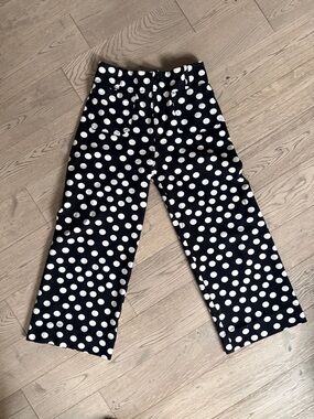 Anthropologie Black and White Polka Dot Cropped Pants